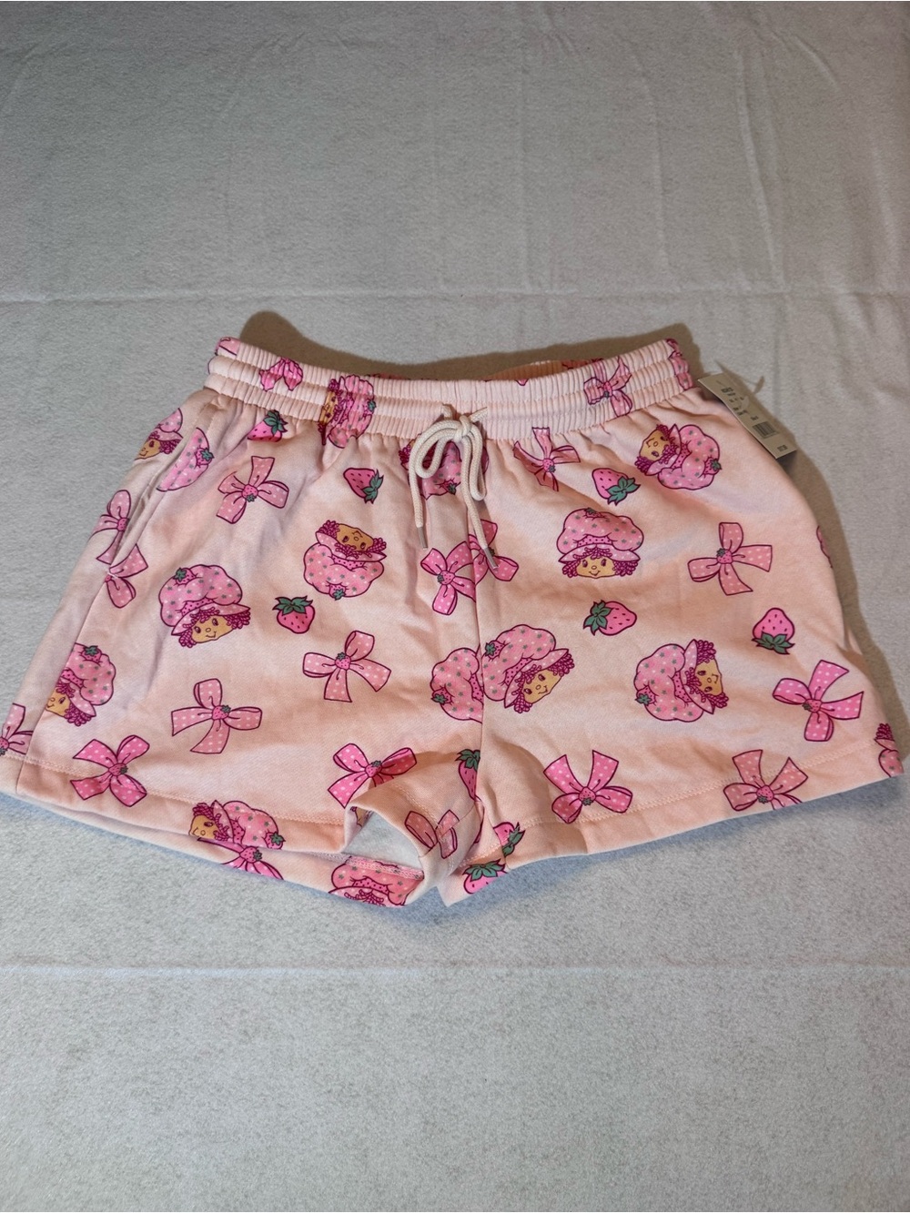 NWT Women’s Pink Strawberry Shortcake Drawstring Athletic Shorts. Medium
